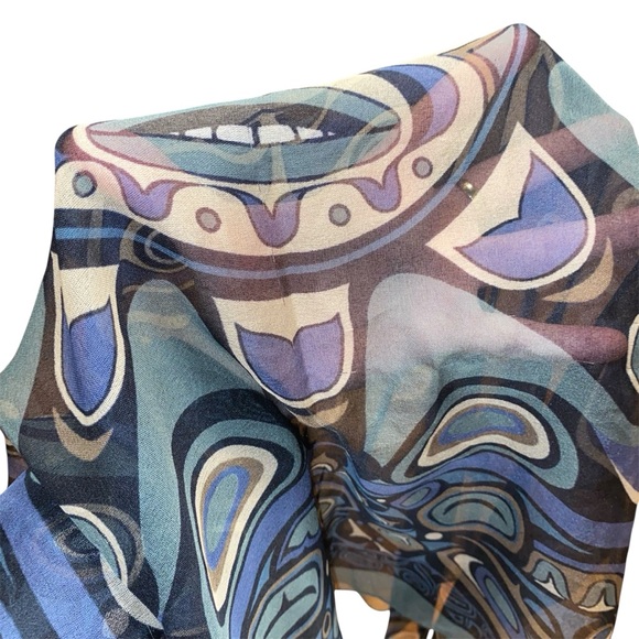 Vintage Jocelyne Mange First Nations Sun Scarf Canadian 1997 - Picture 5 of 8